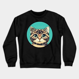 Happy Colorful Cat Face Surprise - Love Cats Crewneck Sweatshirt
